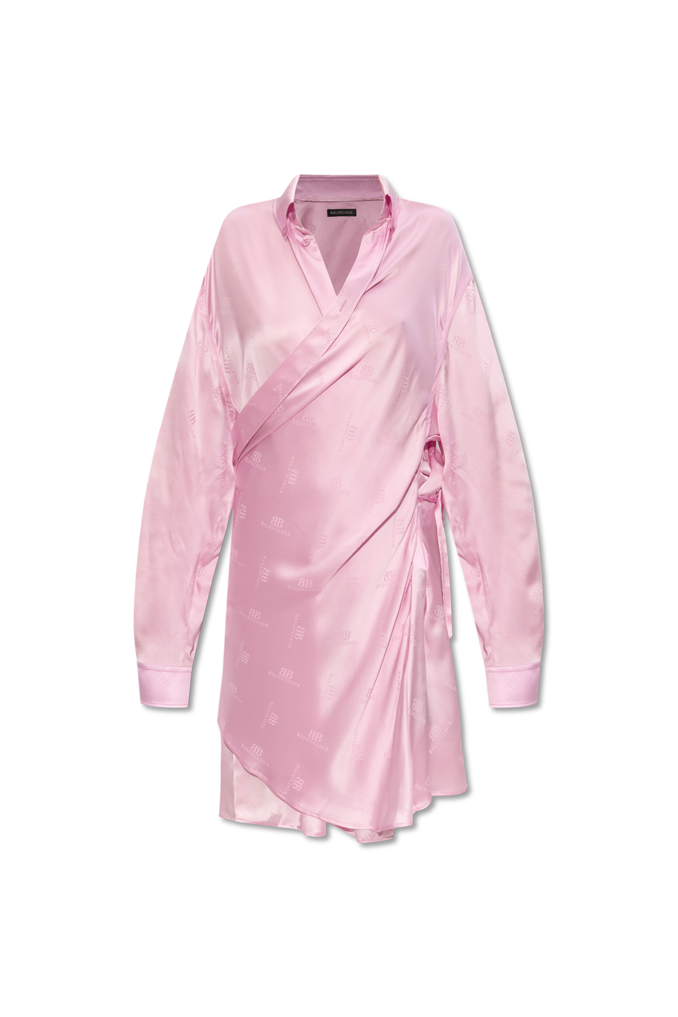 Pink Silk dress in shirt style Balenciaga Vitkac Italy